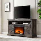 OKD Fireplace TV Stand for 65+ Inch TV, Rustic Media Console w/Sliding Barn - Image 7