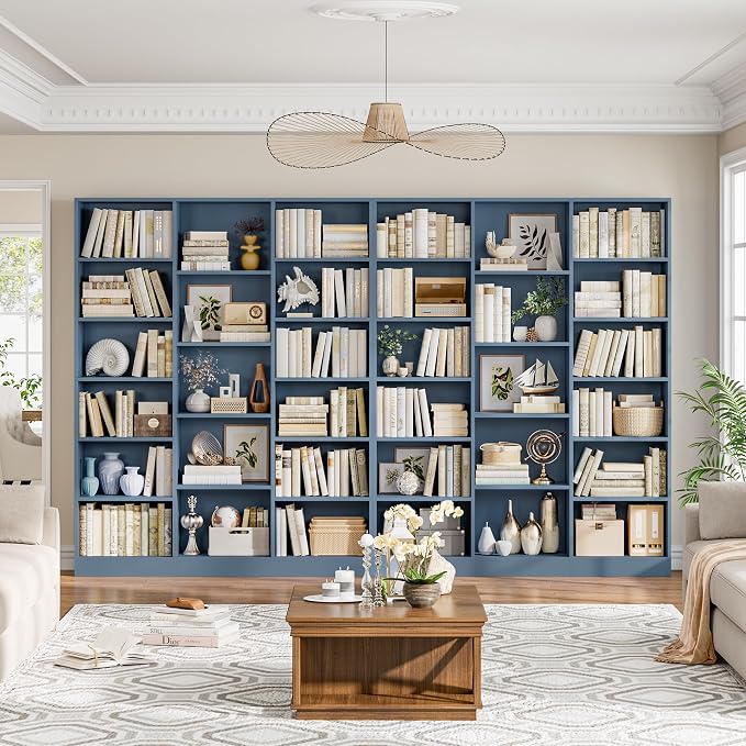 FACBOTALL Triple Wide Bookshelf, 6 Tier Large Bookshelf, Bookcase - Image 2