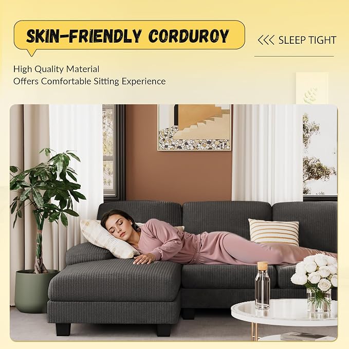JUMMICO Sectional Couches for Living Room, U Shaped Couch - Image 3