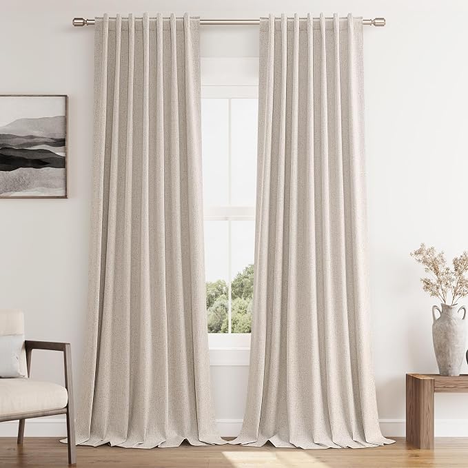 Oatmeal 100% Blackout Curtains 84 Inch Length 2 Panels Set by Guken