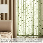 MIULEE Sage Green Sheer Curtains 2 Panels Leaf Patterned, W52 x L96 | - Image 7