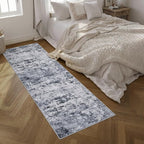 2.6x10 Washable Runner Rug:Modern Abstract Indoor Soft Carpet Grey | - Image 2