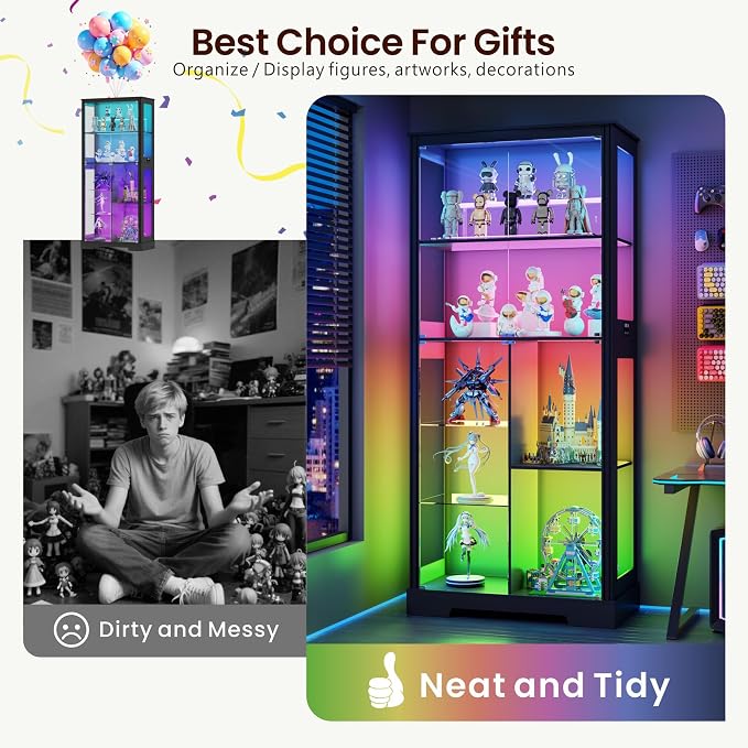 71” Glass Display Cabinet with RGB Light - Image 7