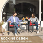 Devoko 3 Piece Rocking Bistro Set Wicker Patio Outdoor Furniture Porch Chairs - Image 6