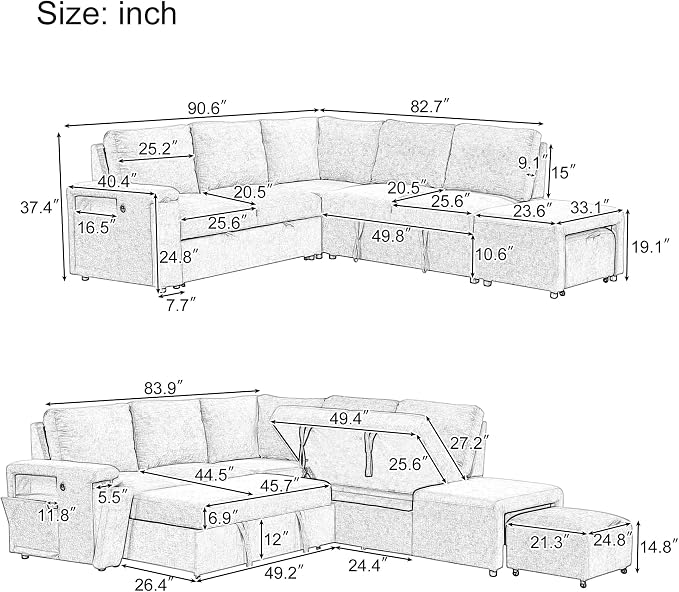 Merax L-Shaped Modular Sectional Sofa - Image 2