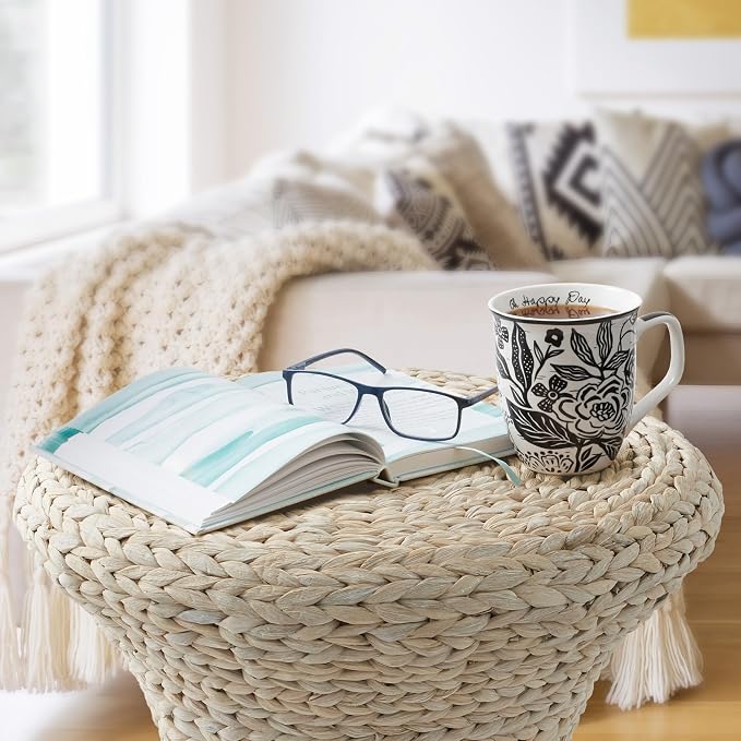 Casafield Hourglass Side Table, Water Hyacinth Round End Table, Boho Woven - Image 4