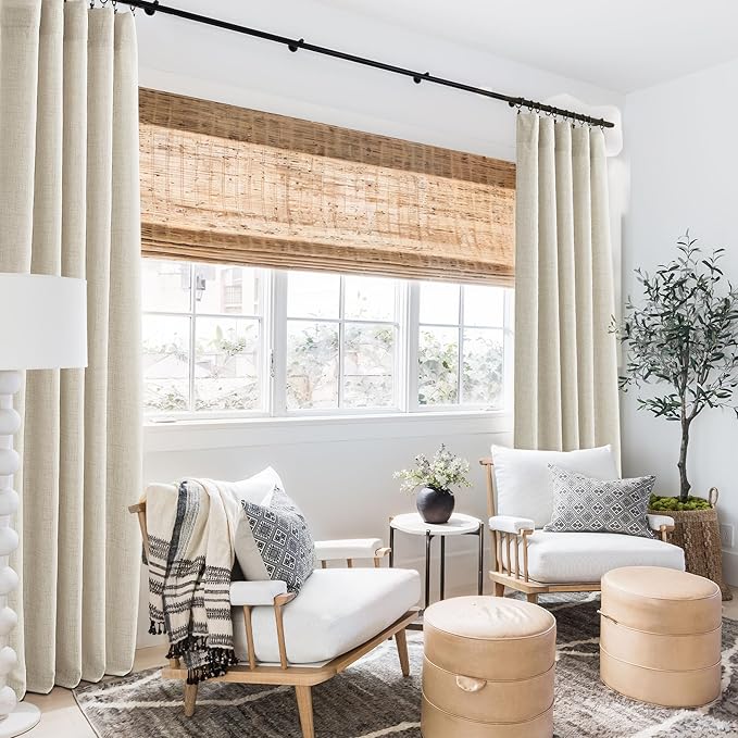 RYB HOME Farmhouse Boho Linen Sheer Curtains 90 inches Long - Image 6