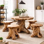 WELLAND Natural Cedar Stump Stool, Live Edge Side Table, Plant Stand, Small - Image 9