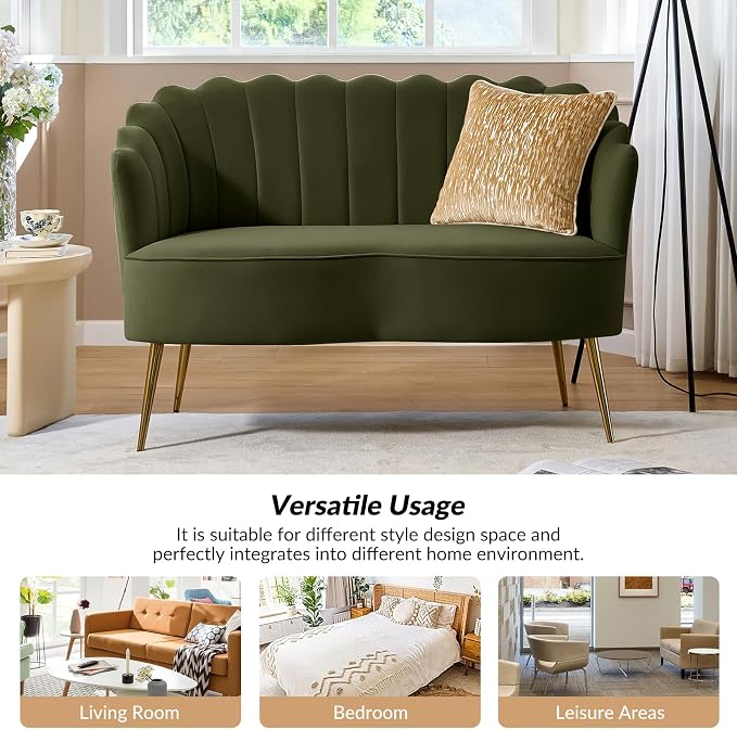 HULALA HOME Modern Velvet Loveseat Sofa - Image 6