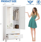GAIOUS Steel Armoire Wardrobe Closet - Image 2