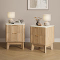 Fluted Nightstand Set of 2, Modern End Table by TROJMHome