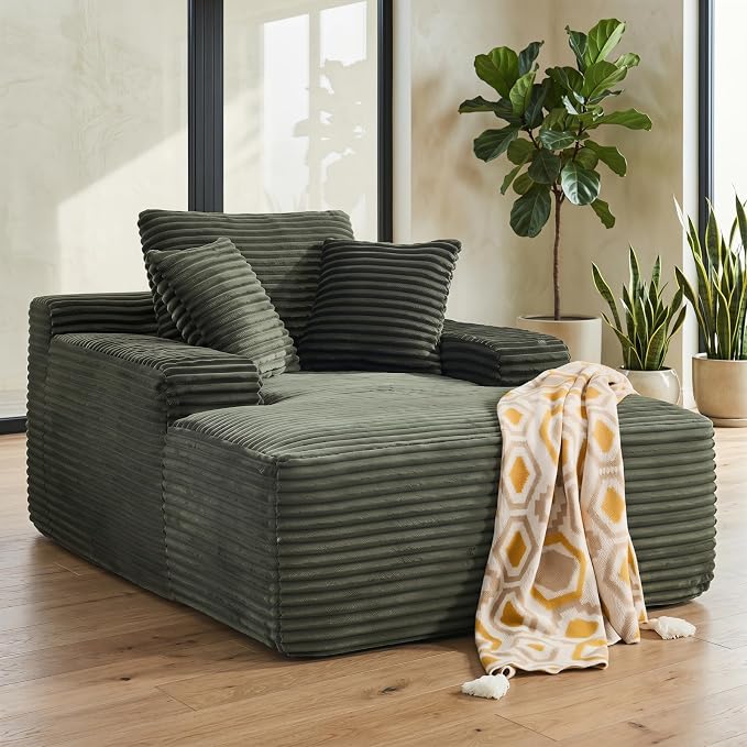 Oversized Boneless Chaise Sofa Bed, Corduroy Chaise Lounge Chair Indoor - Image 8