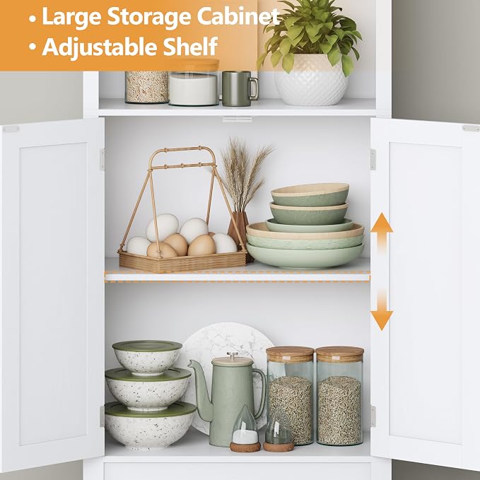 Bookshelf with Doors, Floor Standing Display Storage Cabinet - Image 6