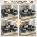 Hanherry Sectional Couch with Pull Out Sofa Bed, Chenille Sleeper Sofa with 2 - Image 7