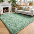 Amdrebio Sage Green Fuzzy Kids Area Rug 4x6 by Amdrebio