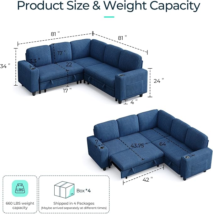 LINSY HOME Sleeper Sofa Bed - Image 2