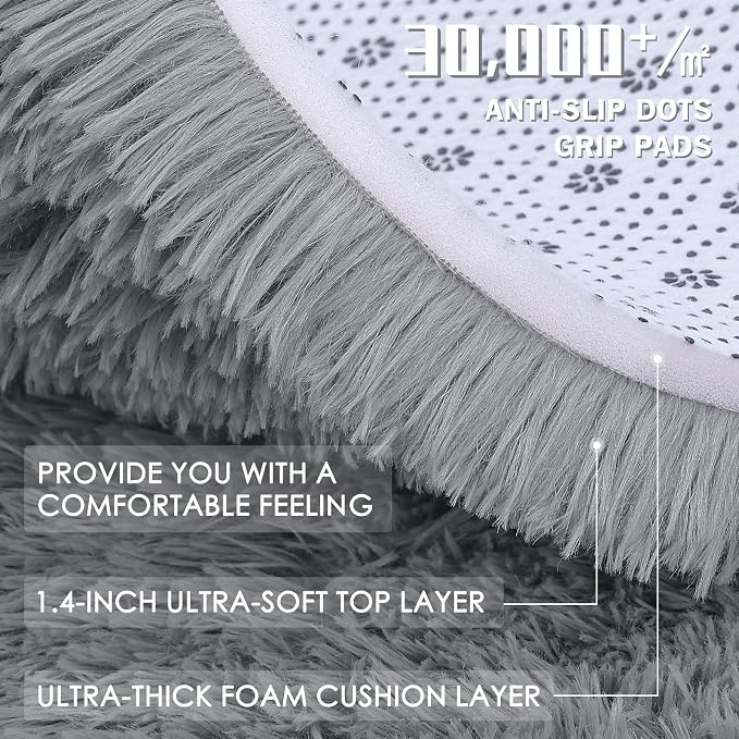 OLANLY 6x6 Area Rugs for Living Room Bedroom, Machine Washable Soft Fluffy - Image 8