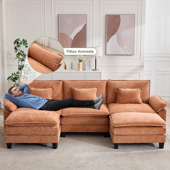 Oprisen 120" Modular Sectional Sofa, Comfy Cloud Couch Sectional Sofa - Image 4