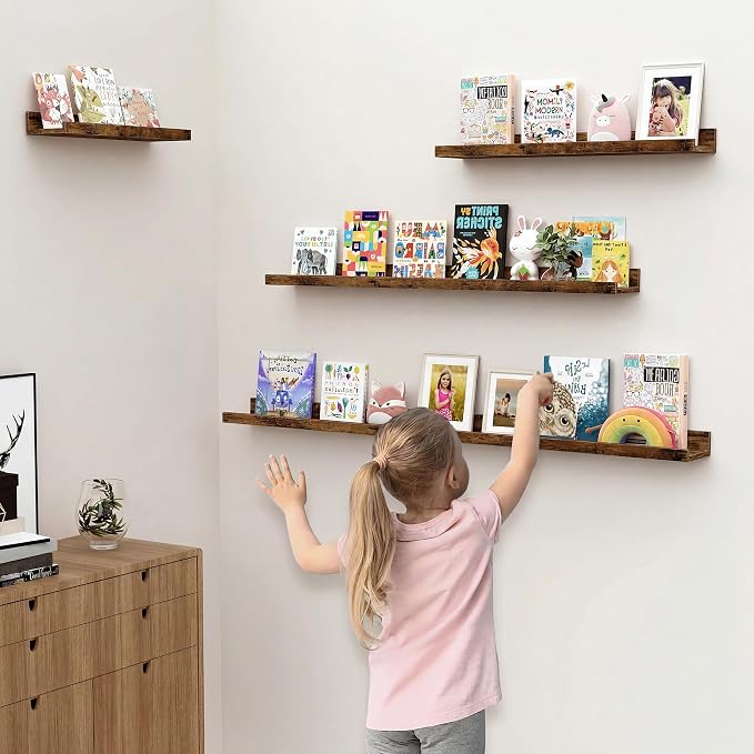 Floating Shelves for Wall, 16 inch Wood Floating Shelves Set of 2, Picture - Image 2