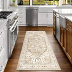Yamaziot Washable Runner Rug, 3x6 Non-Slip Boho Vintage Hallway Kitchen Rug | - Image 9