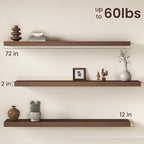 Fun Memories 72 Inch Floating Shelves, 12 Inch Deep Wall Shelf - Image 3