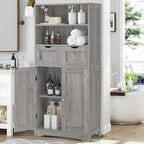 Iwell Storage Cabinet with 2 Drawers & Adjustable Shelf, Tall Bathroom Cabinet - Image 2