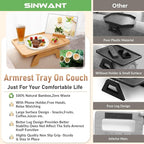 SINWANT Couch Arm Tray, Bamboo Sofa Clip on Side Table, Foldable Couch Armrest - Image 5