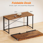 Huuger Folding Desk for Small Spaces, 47.2 Inch Foldable Computer Table - Image 2