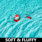 Teal Blue Round Area Rug 4ft, Soft Fluffy Bedroom Bedside Floor Circle Rugs - Image 9