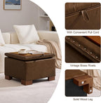 WUTUTUEE 24" Faux Leather Square Storage Ottoman - Image 5