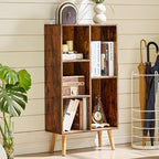 LEYAOYAO 5 Cube Small Bookshelf, 3 Tier Mid-Century Bookcase - Image 3