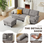 84" Convertible Sectional Sofa, Deep 3-Seat L Shaped Sectional Couch - Image 4