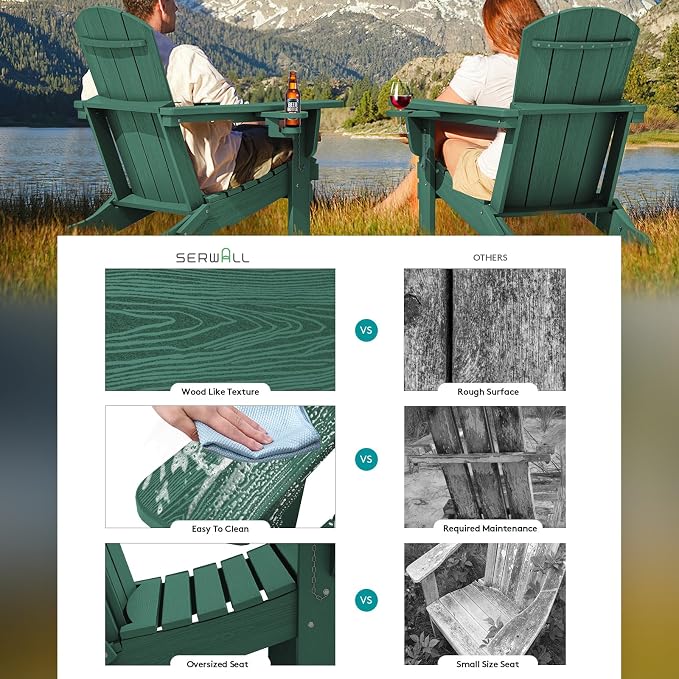 SERWALL Adirondack Chair with Cup Holders - Image 3
