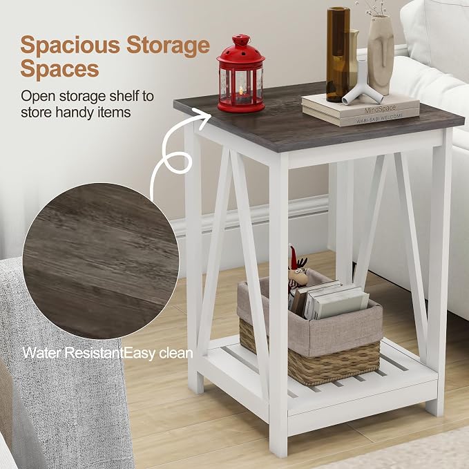 Farmhouse Square End Table, Accent Side Table - Image 4