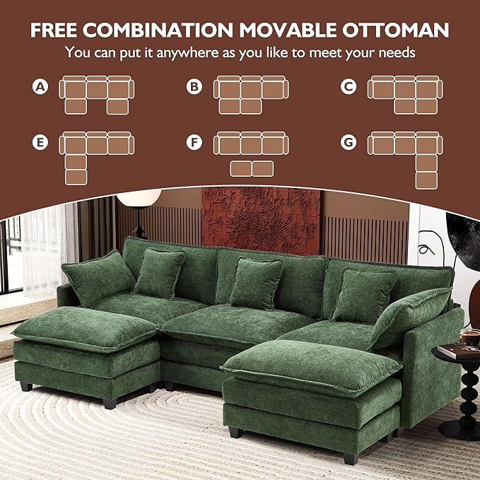 Ihanherry 111.4" U Shaped Modern Sofa Modular Sectional Cloud Couch - Image 6
