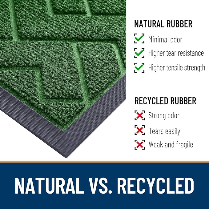 OLANLY Front Door Mat Outside 59x34, All-Season Absorbent Rubber Doormat | Green - Image 5