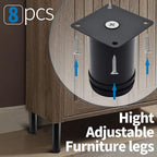 3 Inch Metal Furniture Legs Stainless Steel Adjustable Legs Black Metal Legs - Image 4