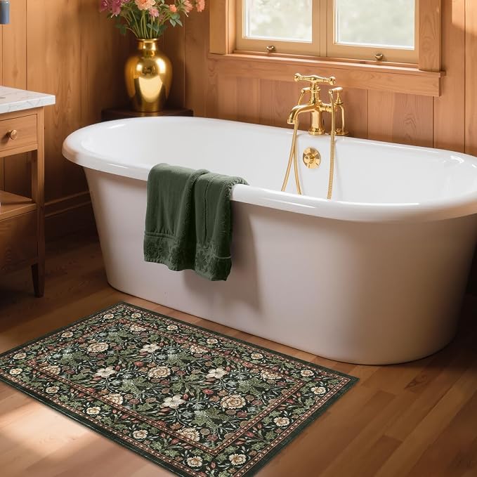 GarveeHome Small Forest Green Entryway Rug, 2x3 Washable Front Door Rug Indoor - Image 3