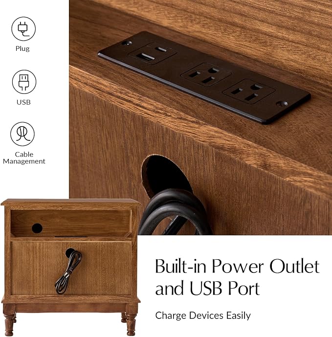 HULALA HOME Solid Wood Storage End Table - Image 4