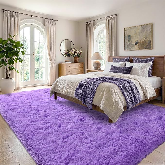 6x9 Large Purple Fluffy Soft Area Rug Non-Slip - Image 3