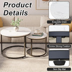 aboxoo Round Nesting Coffee Table Side Table Set of 2 End Tables - Image 6