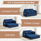 63" Velvet 3 in 1 Convertible Sleeper Sofa Bed, Pull Out Couch Bed Loveseat - Image 7
