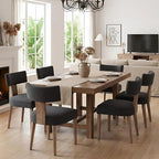 HNY Mid Century Modern Dining Chairs Set of 6, Farmhouse Linen Upholstered by HNY