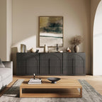 BELLEZE Sideboard Cabinet with 3 Drawers, Large Fluted Sideboard with Storage - Image 5