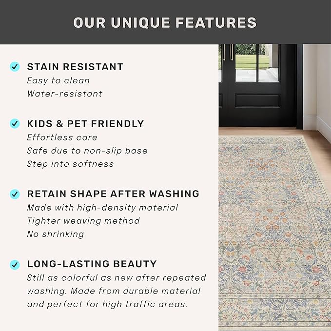 Washable Bathroom Runner Rug 2x5, Non Slip Runner - Image 7