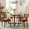 HNY Mid Century Modern Rattan Dining Chairs Set of 4, Farmhouse PU Leather by HNY