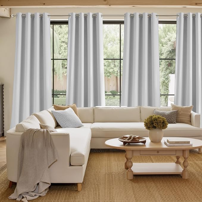 NICETOWN Room Darkening Greyish White Curtains 84 inches Long - Image 4