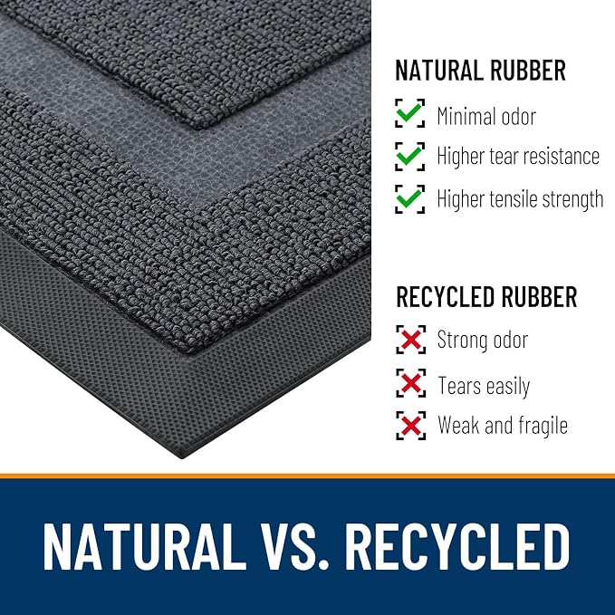 OLANLY Half Circle Front Door Mat Outside 47x23 All-Season Rubber Doormat | - Image 3
