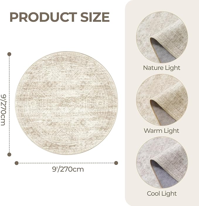 9ft Round Rug, Large Circle Rug - Image 2