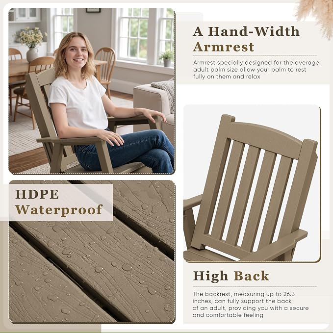 Greesum Set of 2 Outdoor Rocking Chair, All-Weather Patio Rocker, Rust-Proof & - Image 5